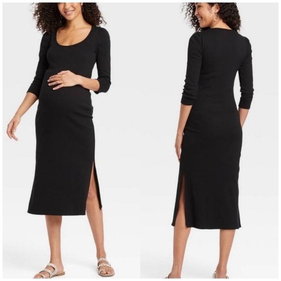 {XL} The Nines by HATCH for Target Black Jersey Knit Ribbed Bodycon Dress - Picture 1 of 12